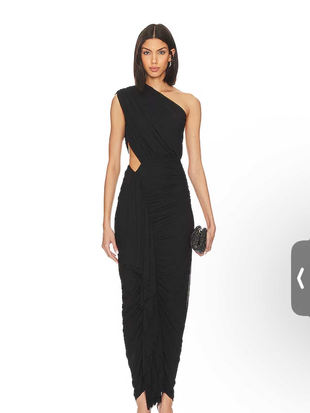 Super down Juliet Midi Black One-Shoulder Ruched Evening Dress